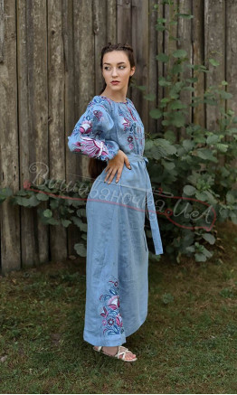 Dress in natural linen 4610 colour Light blue