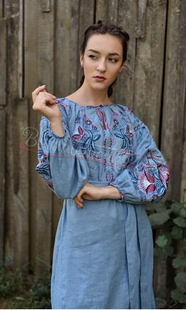 Dress in natural linen 4610 colour Light blue