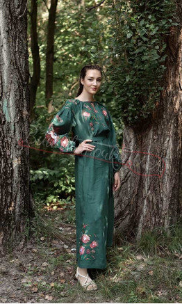 Dress in natural linen 4610 colour Green