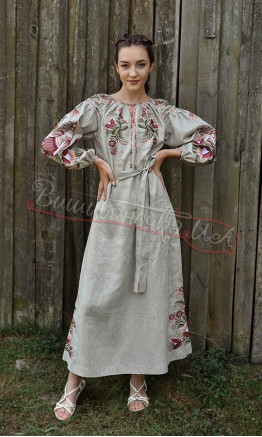 Dress in natural linen 4610 colour Beige