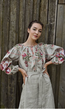 Dress in natural linen 4610 colour Beige