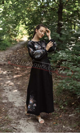 Dress in natural linen 4610 colour Black