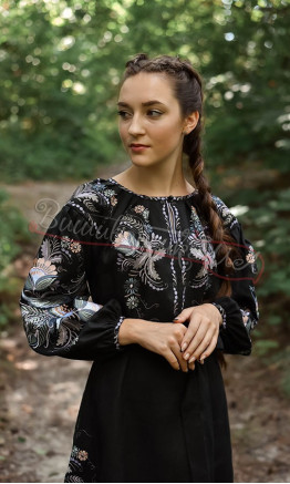 Dress in natural linen 4610 colour Black