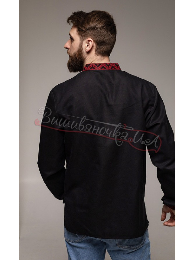 Black vyshyvanka with red pattern 335-2 size 42