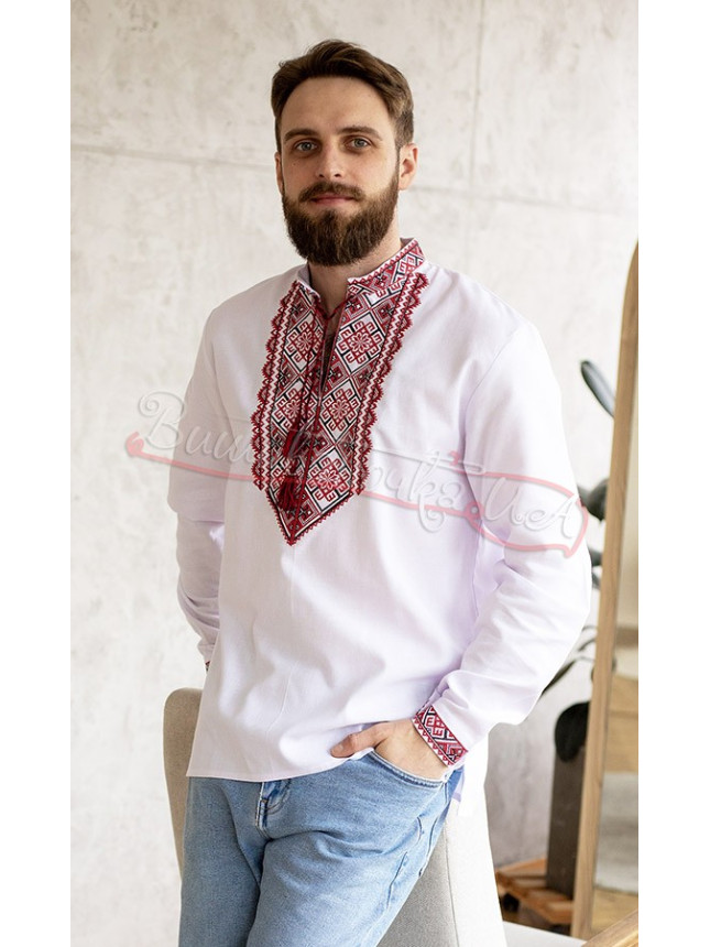 Men's vyshyvanka shirt, cotton 314-2 size 44