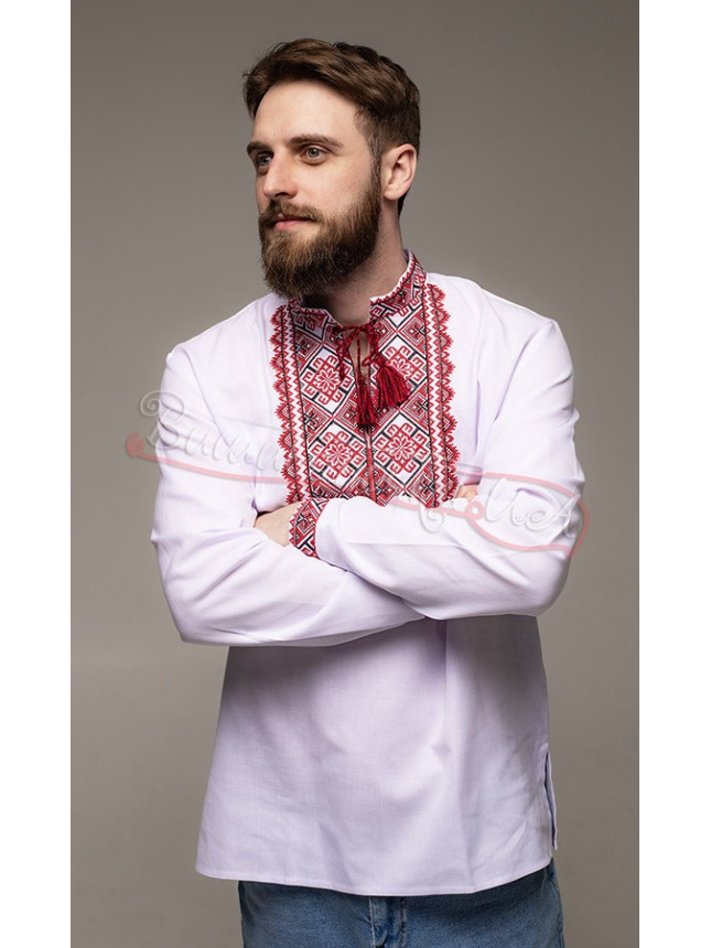 Men's vyshyvanka shirt, cotton 314-2 size 44