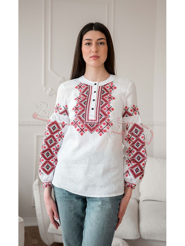 White women's blouse with embroidery 4651