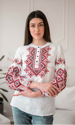 Біла жіноча блуза з вишивкою 4651