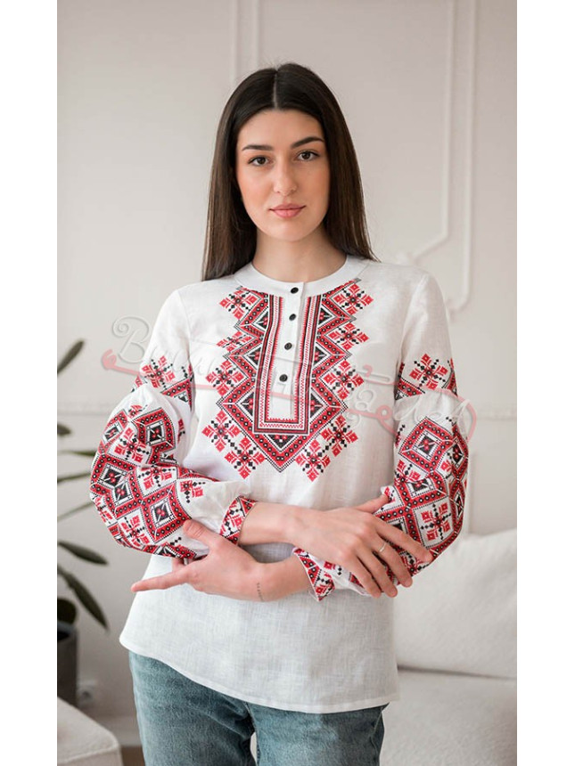 White women's blouse with embroidery 4651