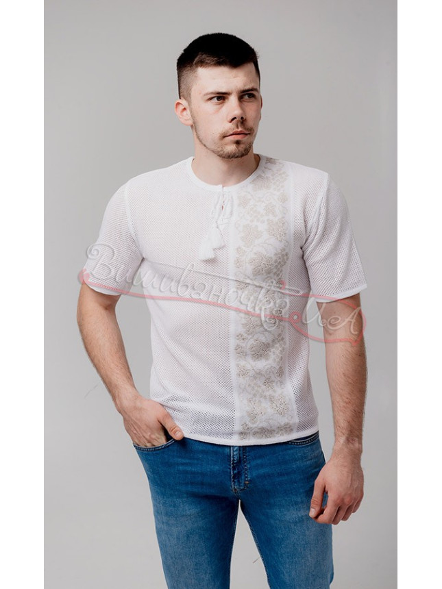 Men's white knitted vyshyvanka 5201 size XL
