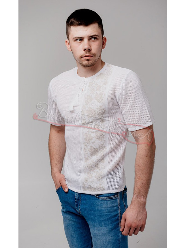 Men's white knitted vyshyvanka 5201 size XL