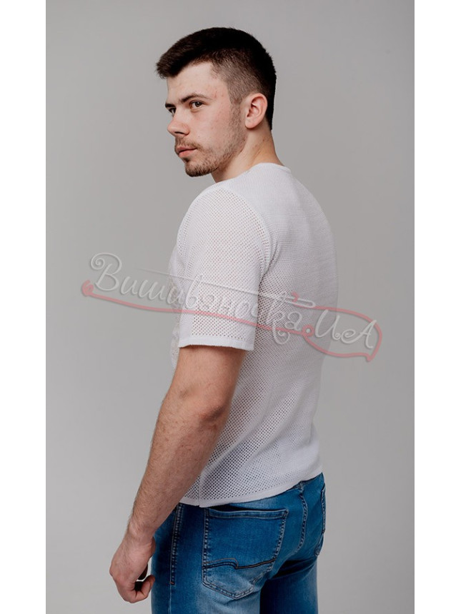 Men's white knitted vyshyvanka 5201 size XL