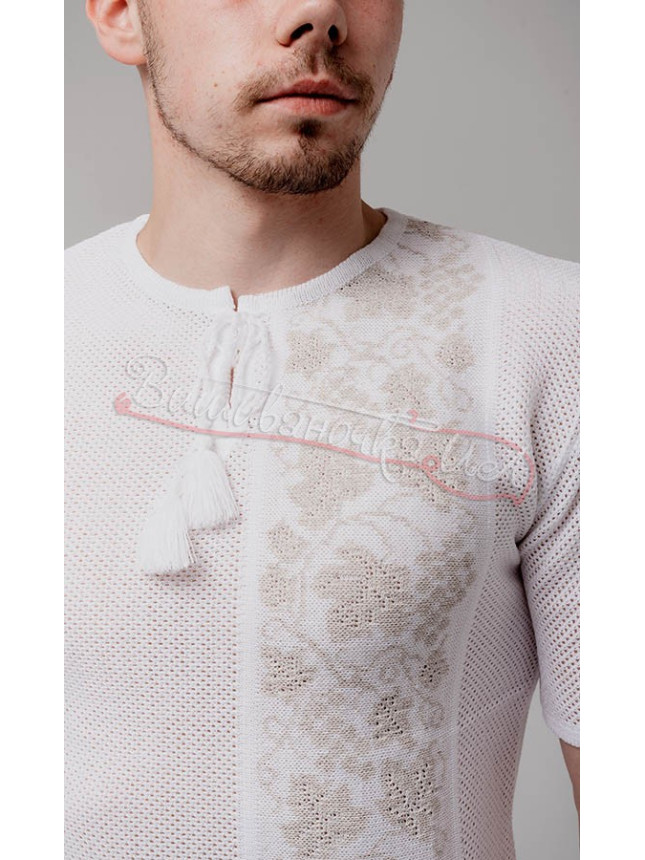 Men's white knitted vyshyvanka 5201 size XL
