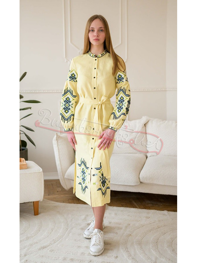 Women's dress-midi in yellow 4643 size 54