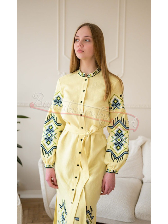 Women's dress-midi in yellow 4643 size 54