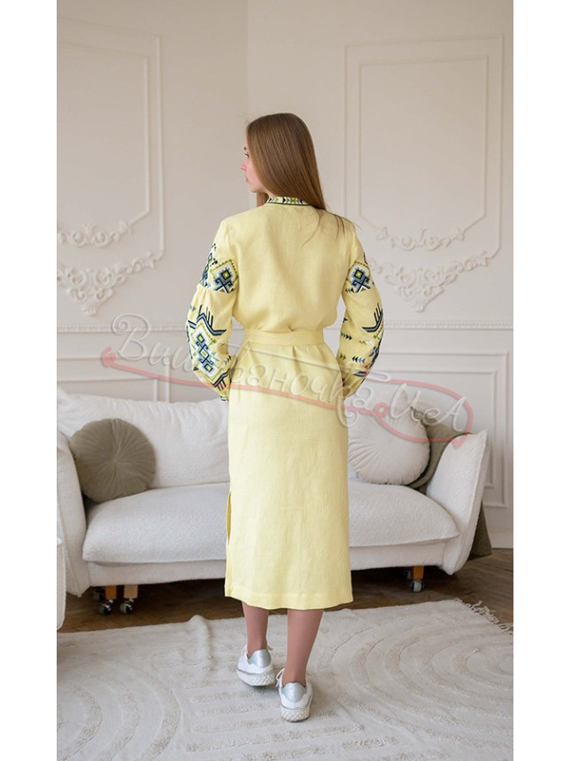 Women's dress-midi in yellow 4643 size 54