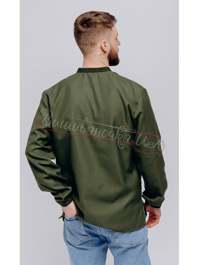 Men's vyshyvanka, in khaki 6011