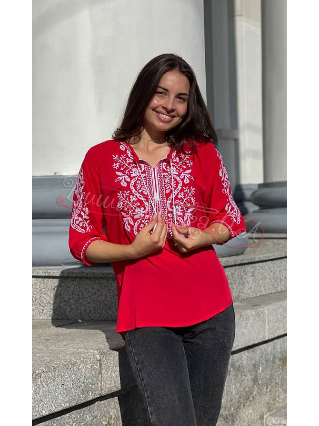 Women's shirt embroidered 1012 colour Blue size 46