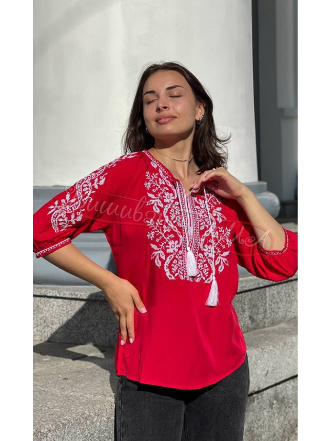 Women's shirt embroidered 1012 colour Blue size 46