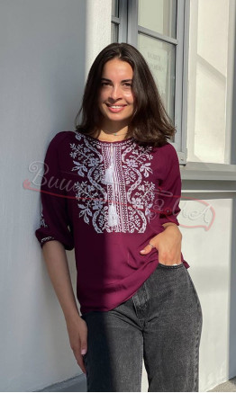 Сорочка жіноча вишита 1012 колір Бордовий