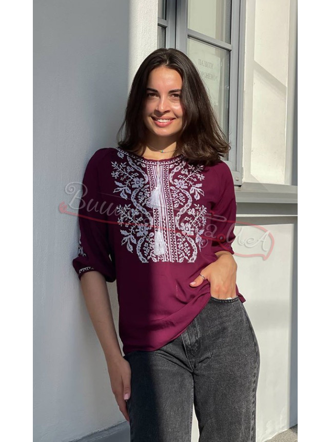 Women's shirt embroidered 1012 colour Blue size 46