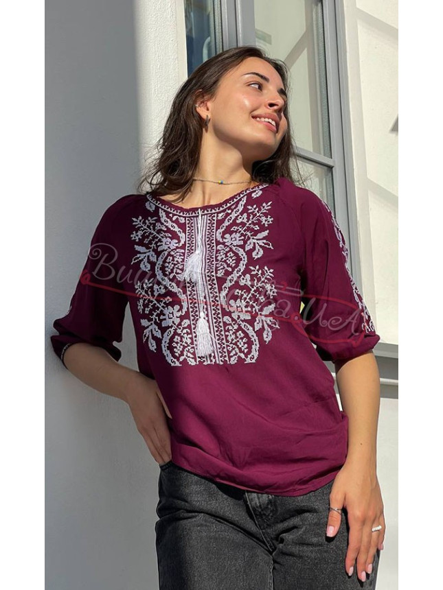 Women's shirt embroidered 1012 colour Blue size 46