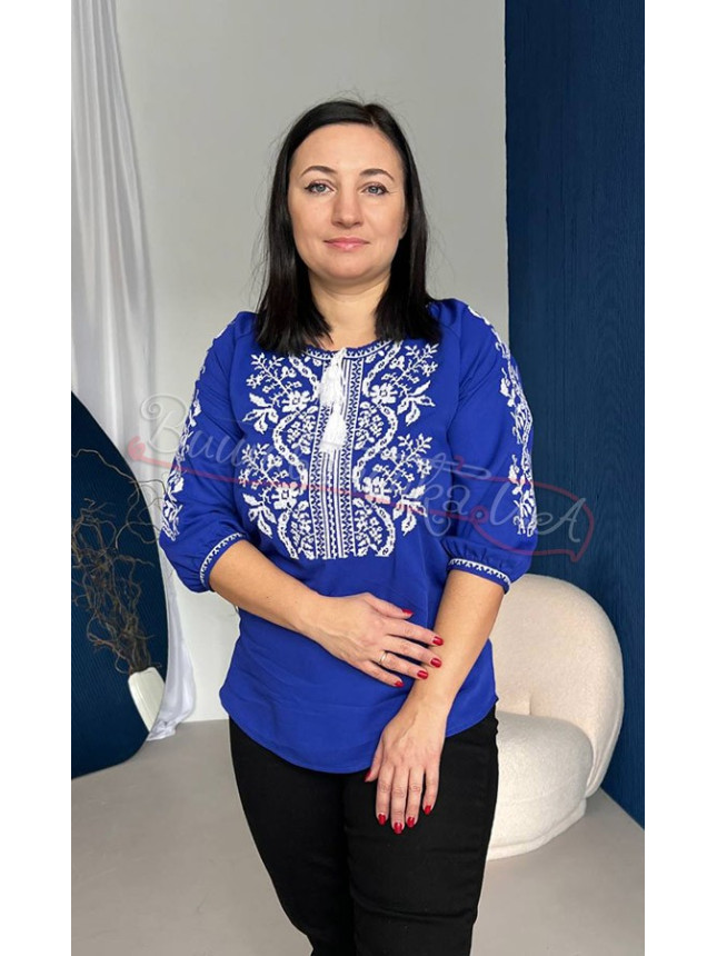 Women's shirt embroidered 1012 colour Blue size 46