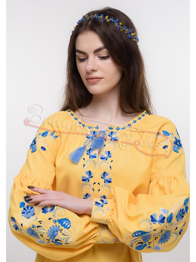 Women's embroidered blouse in yellow 219-8