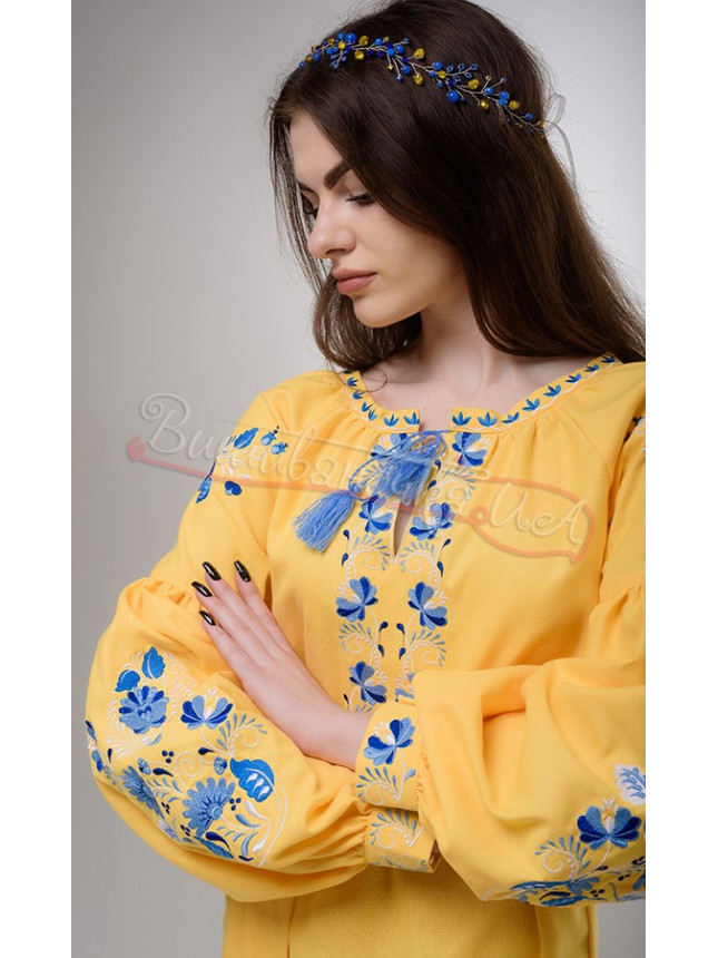 Women's embroidered blouse in yellow 219-8