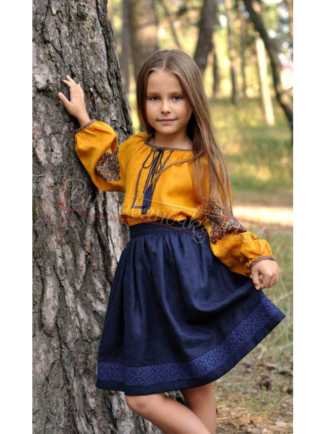 Linen blouse for a girl Д168 size 128