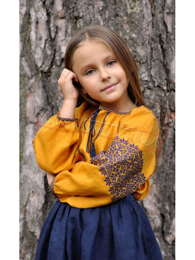 Linen blouse for a girl Д168 size 128