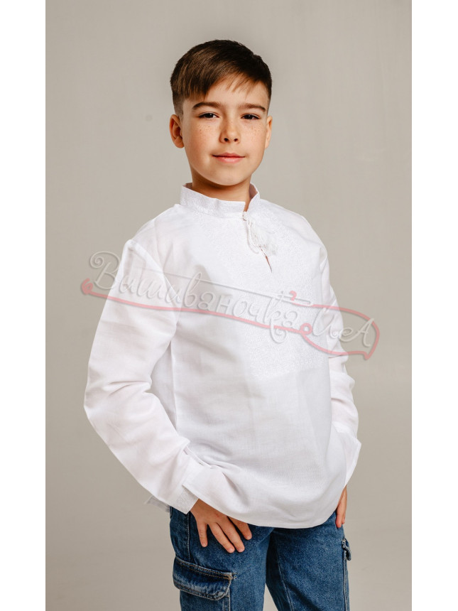 Vyshyvanka for a boy white on white 744-0 size 110