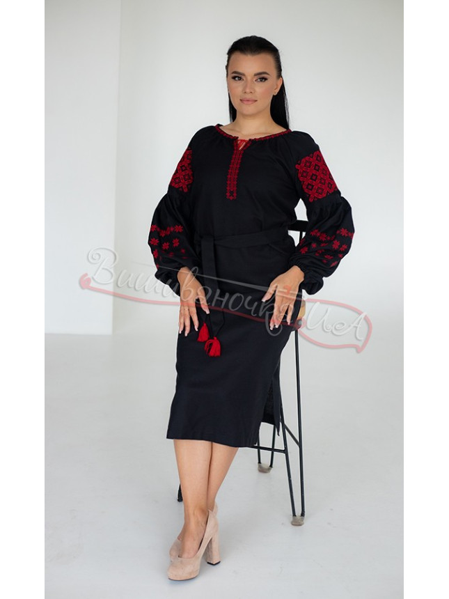 Embroidered dress in black 135-2
