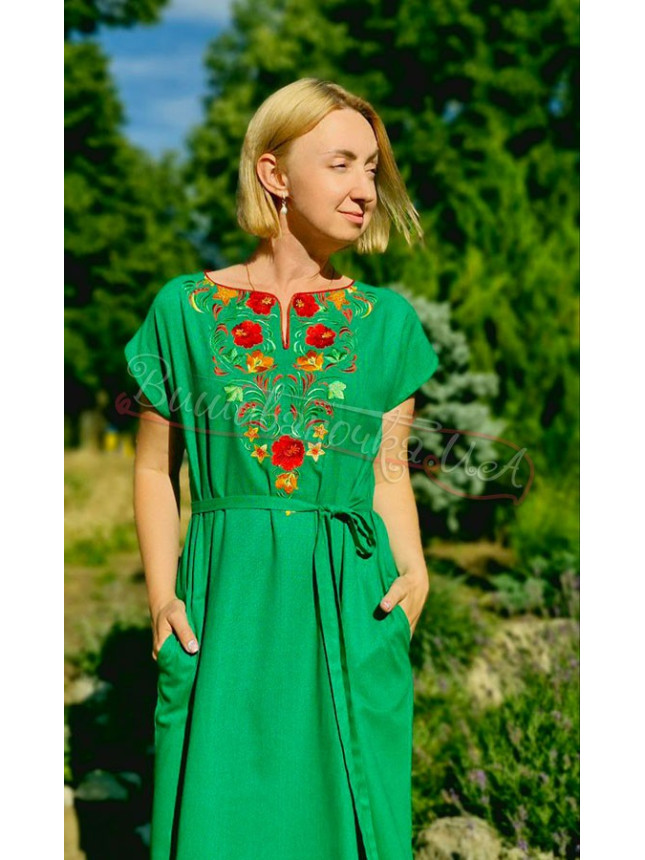 Dress in green with embroidery 7533 size 50