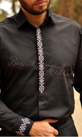 Black men's shirt with embroidery М121