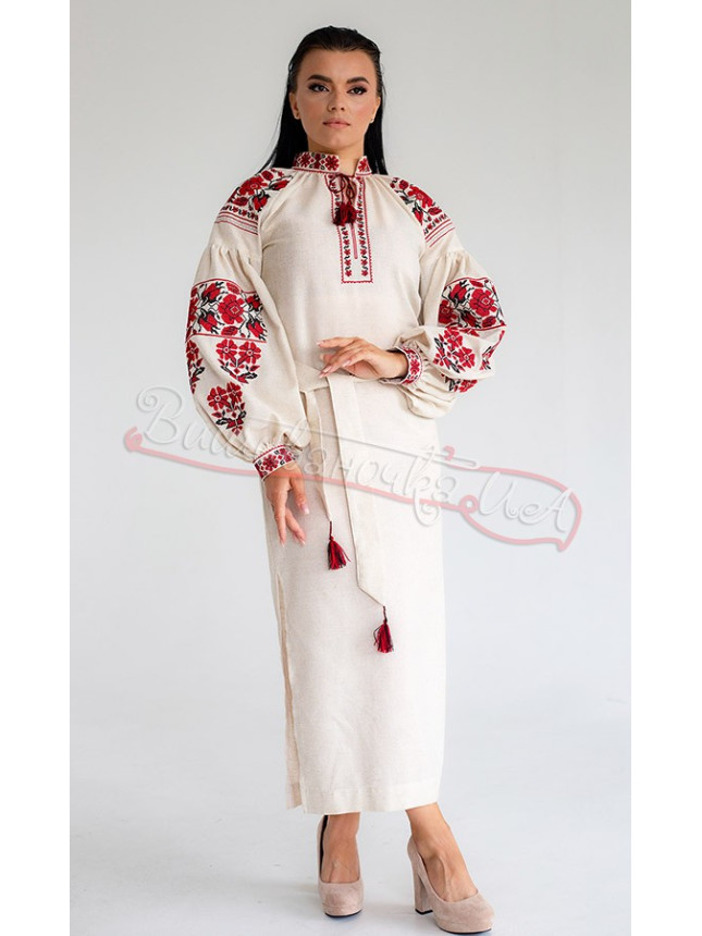 Women's dress with a floral ornament 1290 size 42