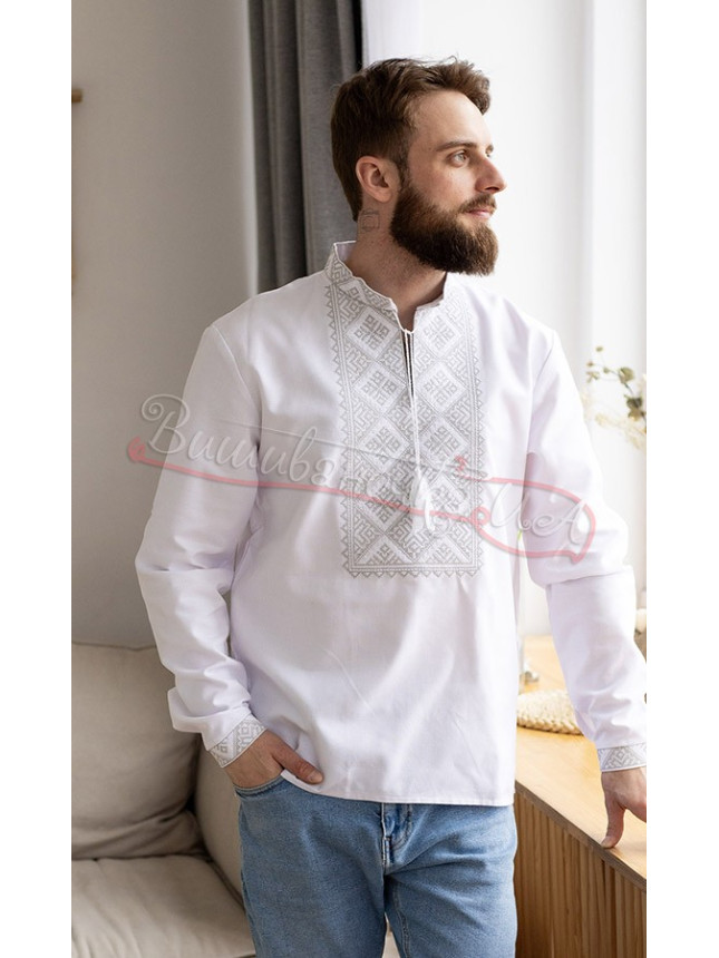 Men's shirt embroidered with a buttoned cuff 319-1+ size 42