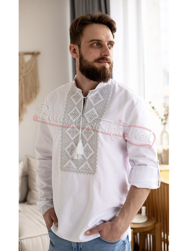 Men's shirt embroidered with a buttoned cuff 319-1+ size 42