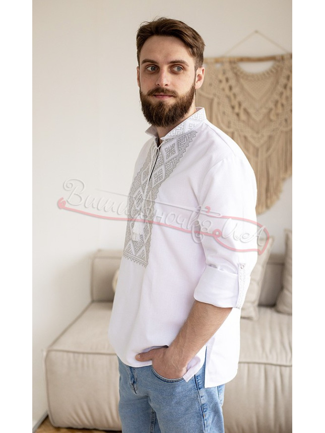 Men's shirt embroidered with a buttoned cuff 319-1+ size 42