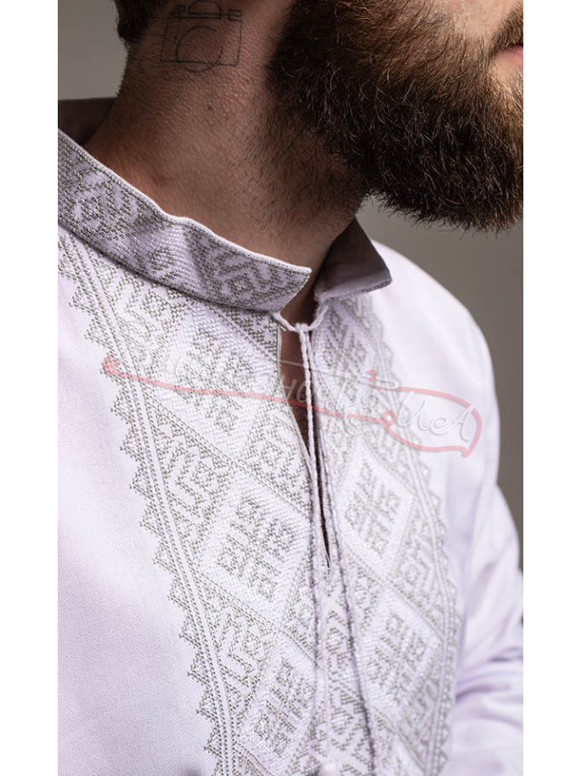 Men's shirt embroidered with a buttoned cuff 319-1+ size 42
