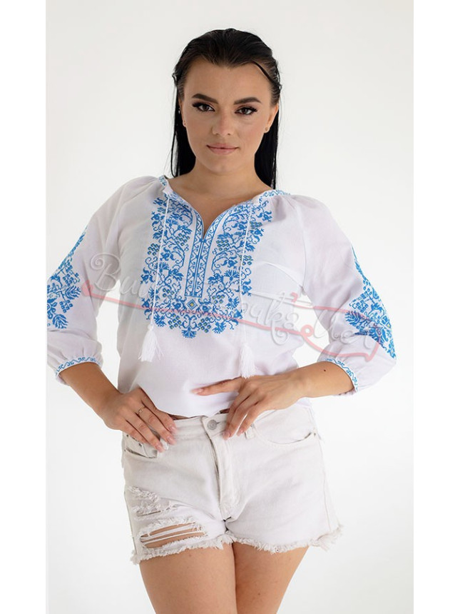 Vyshyvanka with light blue ornament 517-3Б size 48