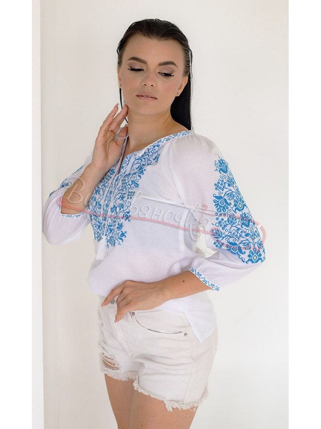 Vyshyvanka with light blue ornament 517-3Б size 48
