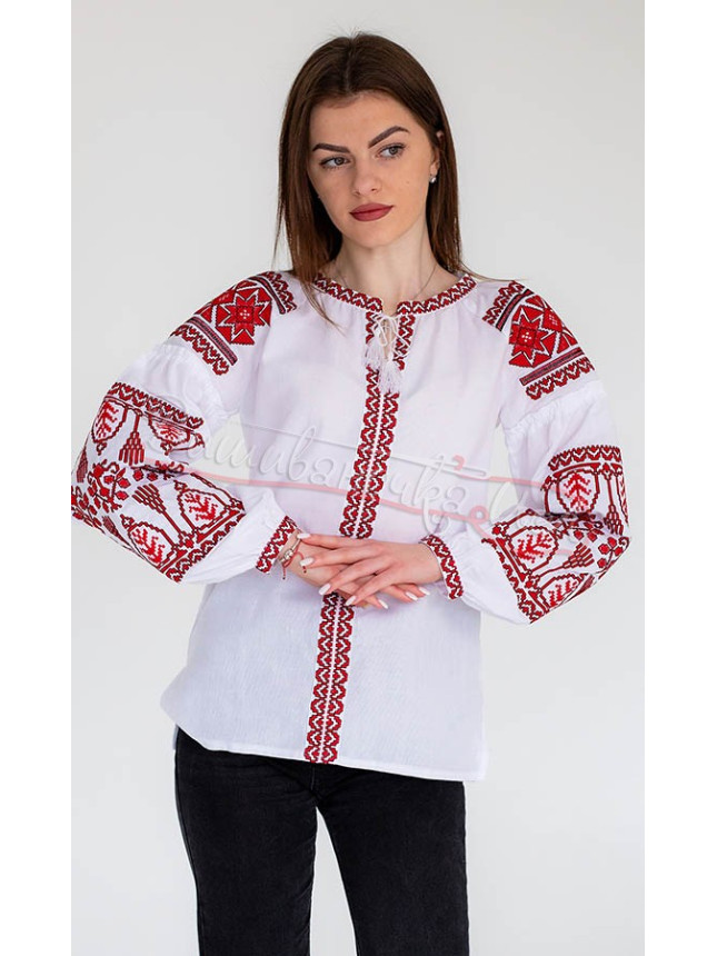 Women's blouse with red ornament 551-2 size 50