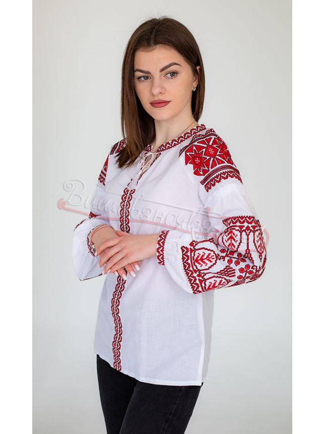 Women's blouse with red ornament 551-2 size 50