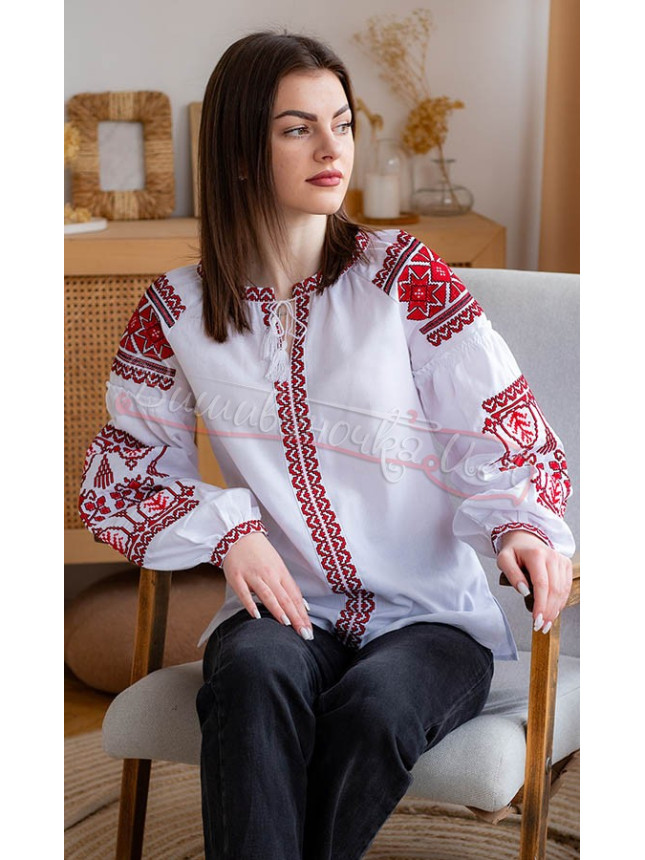 Women's blouse with red ornament 551-2 size 50