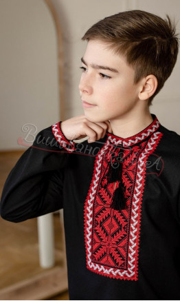 Black vyshyvanka for a boy 4455