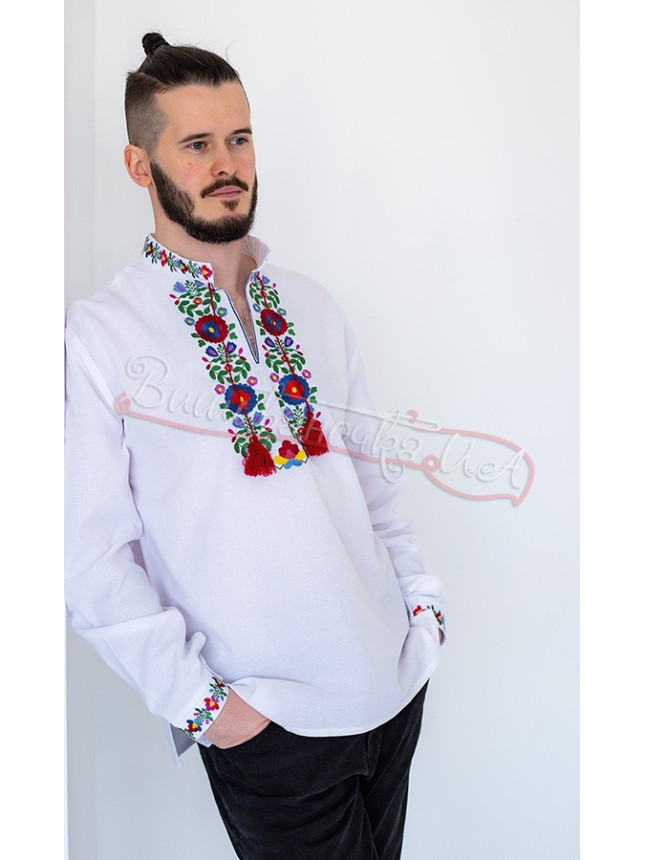 Men's shirt with bright embroidery 3280 size 42