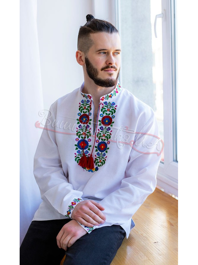 Men's shirt with bright embroidery 3280 size 42