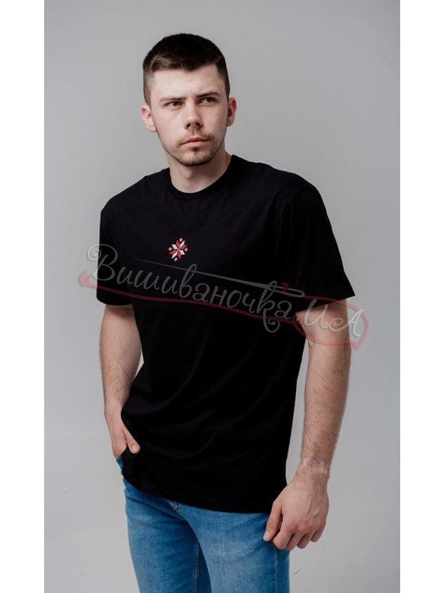 Men's T-shirt with embroidery 3002 colour Black size XL