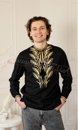 Black vyshyvanka with wheat ears 4266